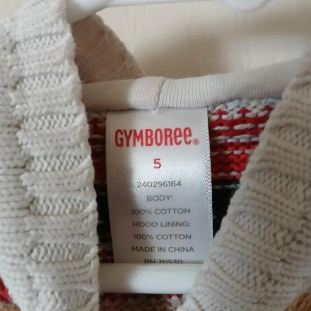 Y2K Vintage Gymboree Mountain Cabin Heart Fair Isle Striped Hooded Cardigan 5